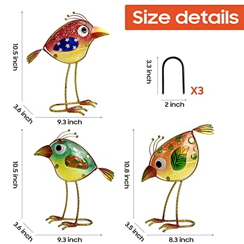 LEGIFO Garden Decor for Outside,Funny Metal & Glass Bird Decor for...