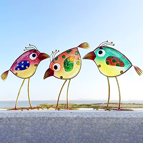 LEGIFO Garden Decor for Outside,Funny Metal & Glass Bird Decor for...