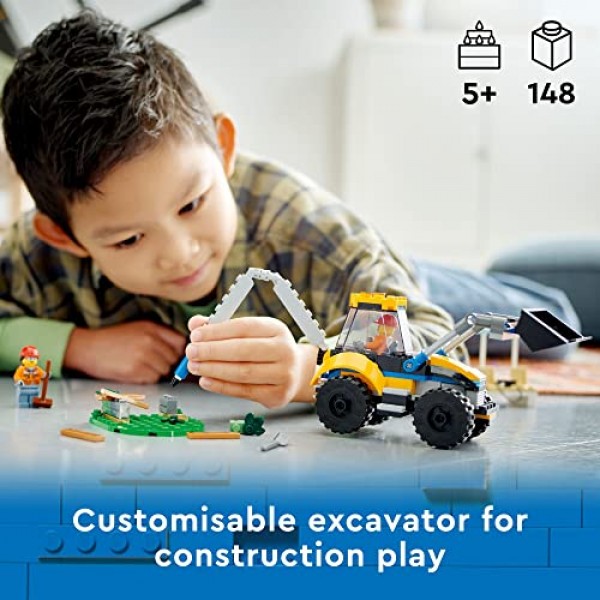 LEGO City Construction Digger 60385, Excavator Toy for Kids, Boys ...