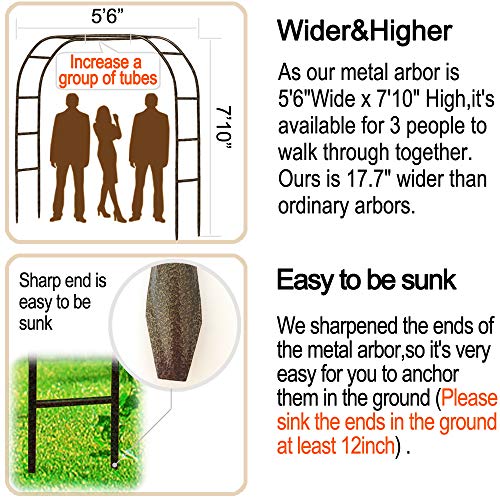Metal Garden Arch,7.8 Feet High x 5.5 Feet Wide Sturdy Metal Arbor...
