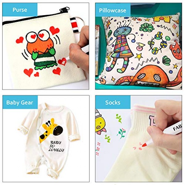 Fabric Markers, Lelix 36 Colors Permanent Fabric Pens for Writing ...