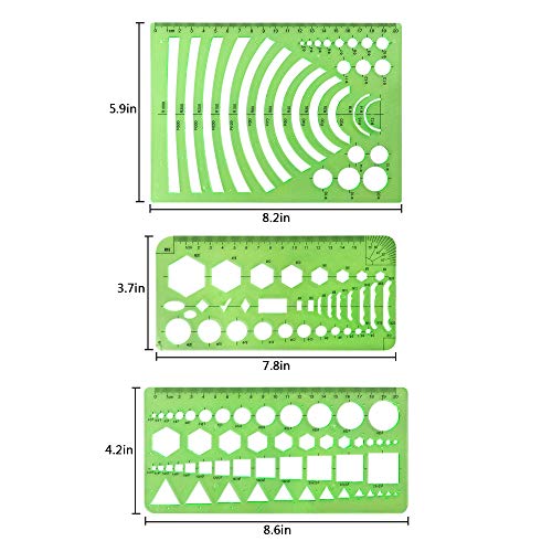 10 Pieces Green Plastic Drawings Templates Measuring Templates Geo...