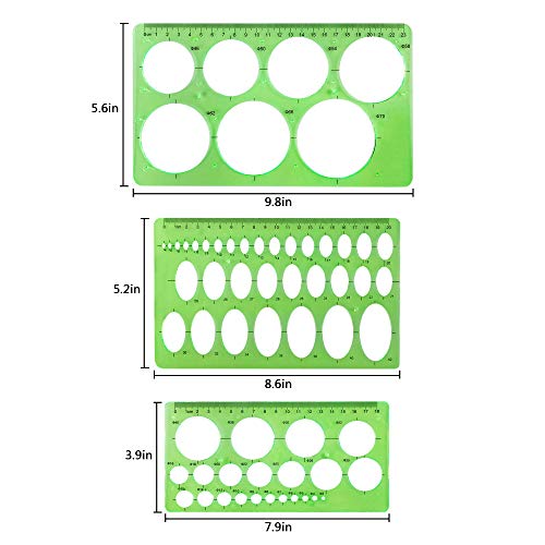 10 Pieces Green Plastic Drawings Templates Measuring Templates Geo...