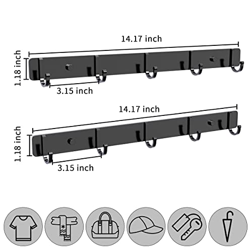 LEMONIDEA Wall Mounted Hook Rack 5 Hanging Hooks Entryway Kitchen ...