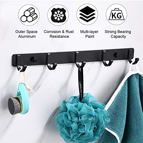 LEMONIDEA Wall Mounted Hook Rack 5 Hanging Hooks Entryway Kitchen ...