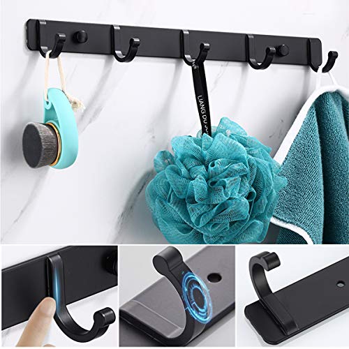 LEMONIDEA Wall Mounted Hook Rack 5 Hanging Hooks Entryway Kitchen ...