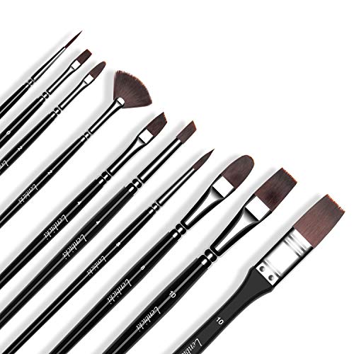 Acrylic Paint Brushes Set 10 PCS with a Canvas Case Ideal and Oil ...