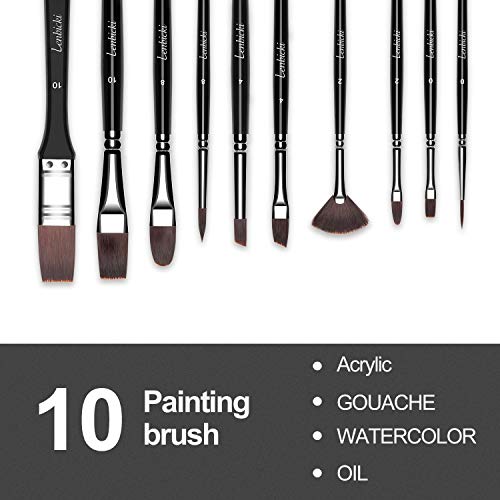 Acrylic Paint Brushes Set 10 PCS with a Canvas Case Ideal and Oil ...