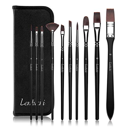 Acrylic Paint Brushes Set 10 PCS with a Canvas Case Ideal and Oil ...
