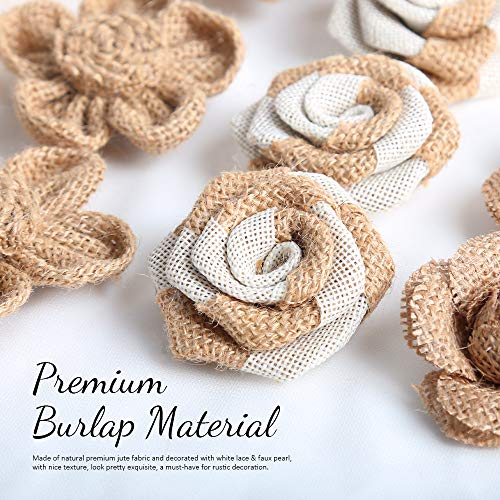 LEOBRO 33PCS Handmade Burlap Flowers Set, 8 Styles Natural Rustic ...