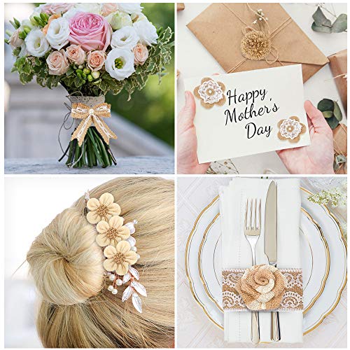 LEOBRO 33PCS Handmade Burlap Flowers Set, 8 Styles Natural Rustic ...