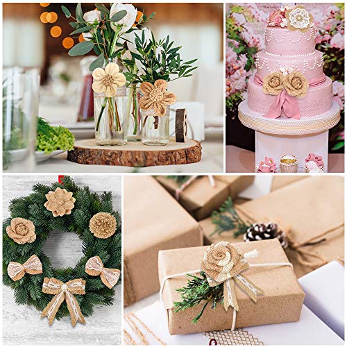 LEOBRO 33PCS Handmade Burlap Flowers Set, 8 Styles Natural Rustic ...