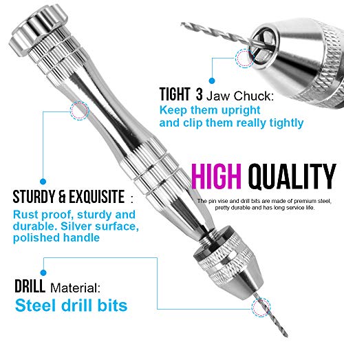 Pin Vise for Resin Casting Molds, LEOBRO 12 cm Steel Hand Drill wi...