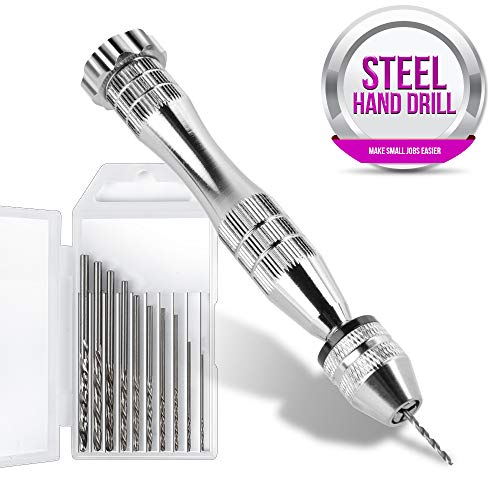 Pin Vise for Resin Casting Molds, LEOBRO 12 cm Steel Hand Drill wi...