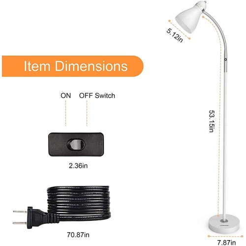 LEPOWER Floor Lamp, Metal Standing Lamp with Adjustable Gooseneck for Dorm