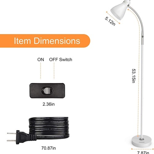 LEPOWER Floor Lamp, Metal Standing Lamp with Adjustable Gooseneck for Dorm