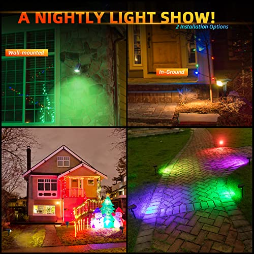 LEREKAM Solar Spotlights Outdoor,40 LEDs Color Changing RGB Solar ...