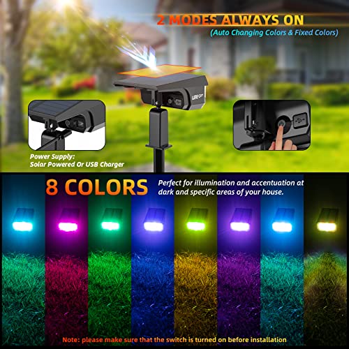 LEREKAM Solar Spotlights Outdoor,40 LEDs Color Changing RGB Solar ...