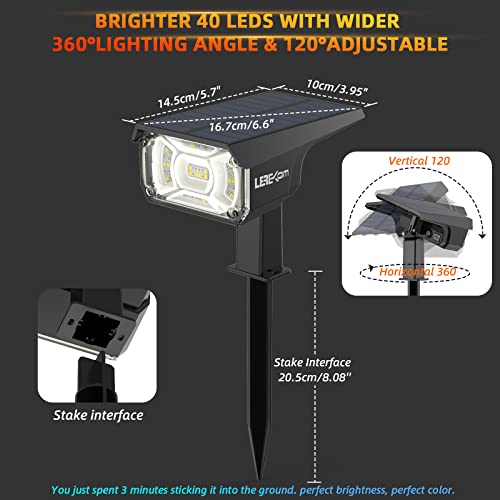 LEREKAM Solar Spotlights Outdoor,40 LEDs Color Changing RGB Solar ...