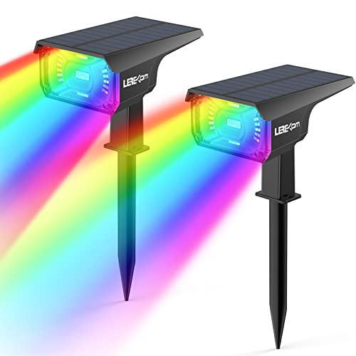 LEREKAM Solar Spotlights Outdoor,40 LEDs Color Changing RGB Solar ...