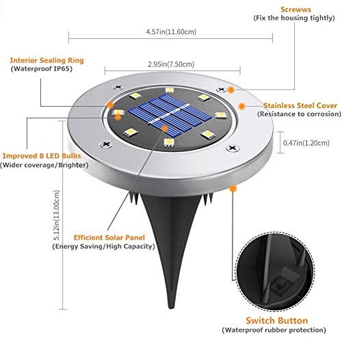 Solar Ground Lights, Upgraded Outdoor Garden Waterproof Bright in-...