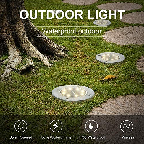Solar Ground Lights, Upgraded Outdoor Garden Waterproof Bright in-...