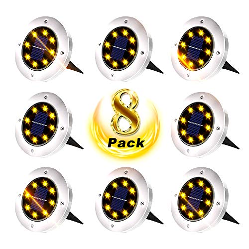 Solar Ground Lights, Upgraded Outdoor Garden Waterproof Bright in-...