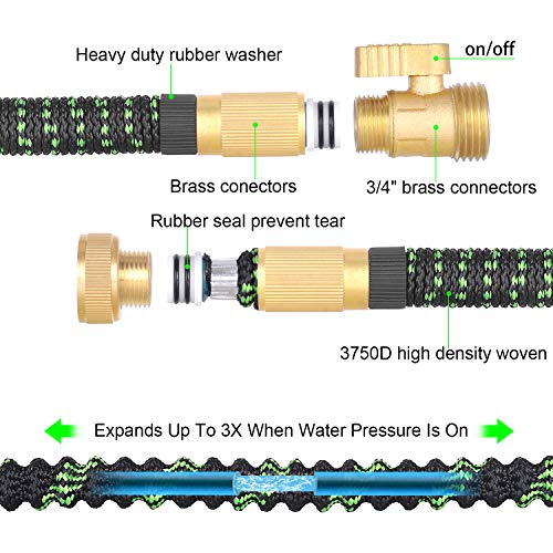 LETIME Expandable Garden Hose 100 Feet, Durable Water Hose with 9-...