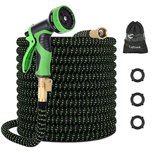 LETIME Expandable Garden Hose 100 Feet, Durable Water Hose with 9-...