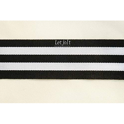 Black and White Taffy Striped Fabric Grosgrain Ribbon 1-1/2 Inch W...
