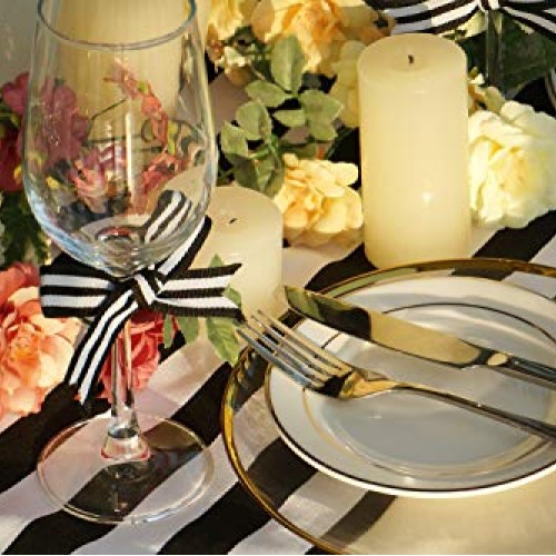 Black and White Taffy Striped Fabric Grosgrain Ribbon 3/4 Inch Wid...