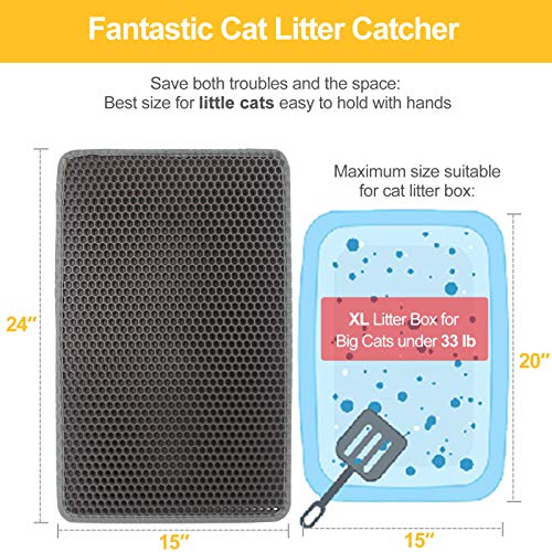 LeToo Cat Litter Mat Grey Trapping for Litter Box, No-Toxic & Larg...