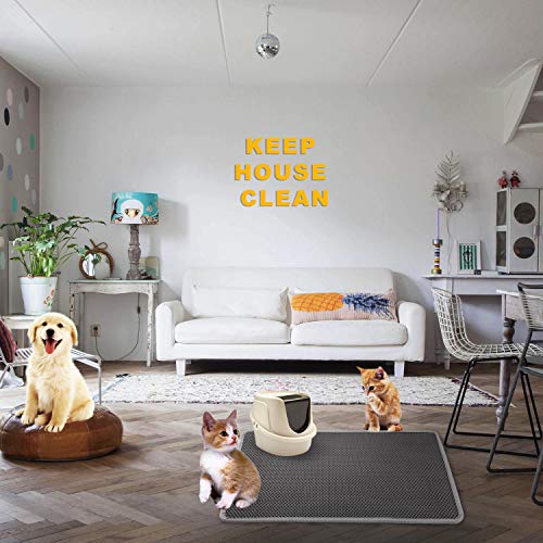 LeToo Cat Litter Mat Grey Trapping for Litter Box, No-Toxic & Larg...