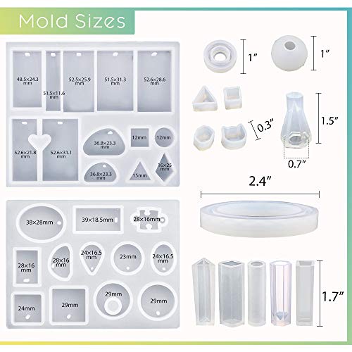 LETS RESIN Resin Jewelry Molds, 16 Pcs Silicone Jewelry Molds for...
