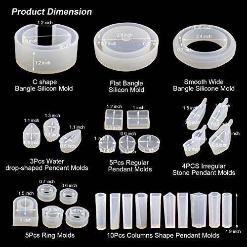 LETS RESIN Resin Jewelry Molds,30pcs Silicone Jewelry Molds, Epox...