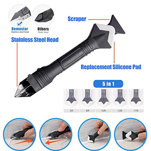 11Pcs Caulking Tools, 3 in 1 Silicone Caulking Finishing Tool Kit...