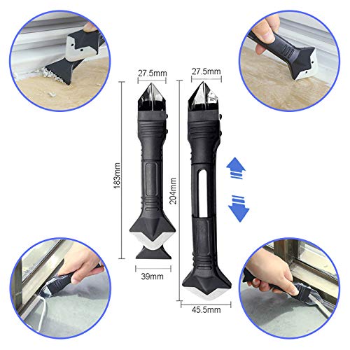 11Pcs Caulking Tools, 3 in 1 Silicone Caulking Finishing Tool Kit...