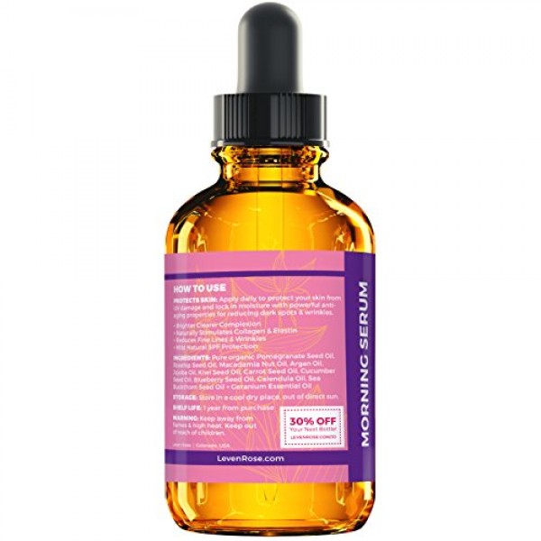 Argan Morning Serum by Leven Rose, 100% Pure Organic Natural Brigh...