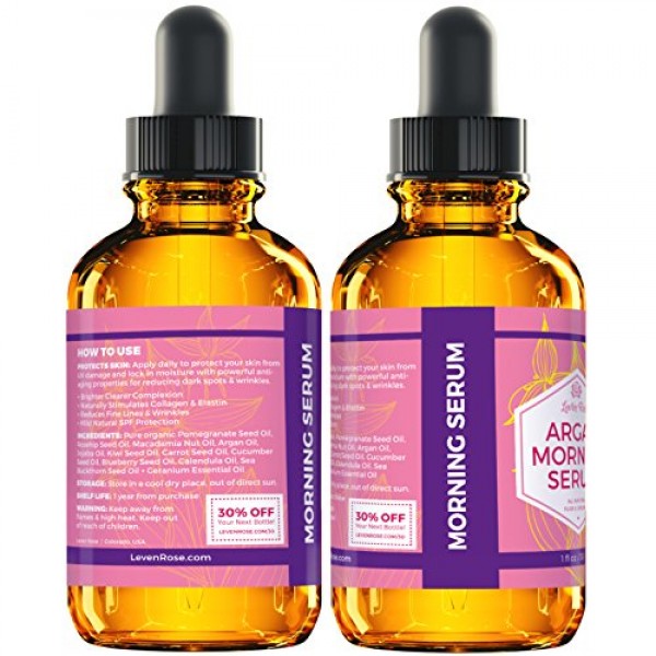 Argan Morning Serum by Leven Rose, 100% Pure Organic Natural Brigh...