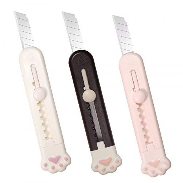 Leven Cute Retractable Box Cutters, 3 Utility Knife, Sharp Cartons...