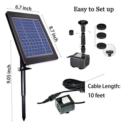 Lewisia 3.5W Battery Solar Fountain Pump with LED Lighting for Poo...