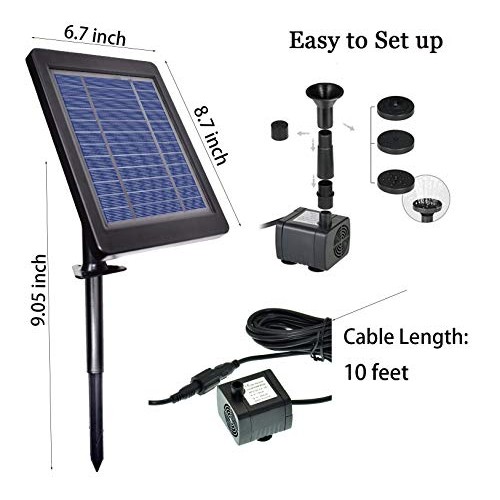 Lewisia 3.5W Battery Solar Fountain Pump with LED Lighting for Poo...