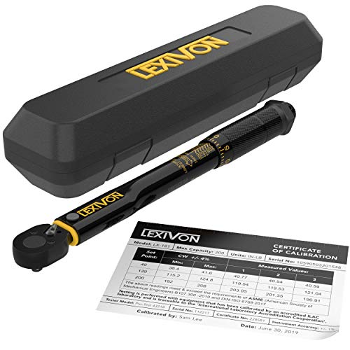 LEXIVON Inch Pound Torque Wrench 1/4-Inch Drive | 20~200 in-lb/2.2...