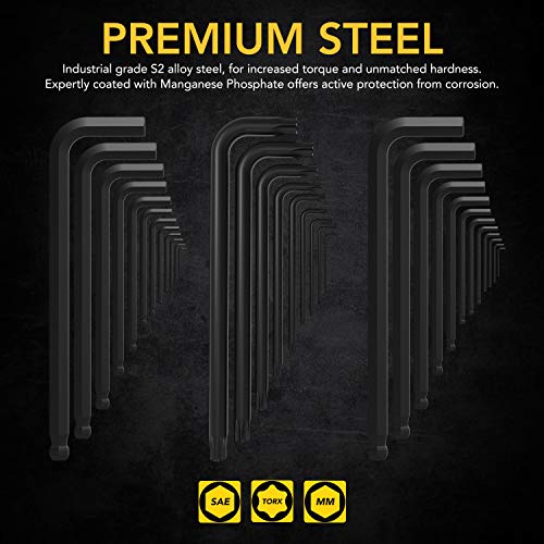 LEXIVON Master Wrench Key Set, 35-Piece Long Arm Ball End Hex Keys...