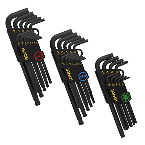 LEXIVON Master Wrench Key Set, 35-Piece Long Arm Ball End Hex Keys...