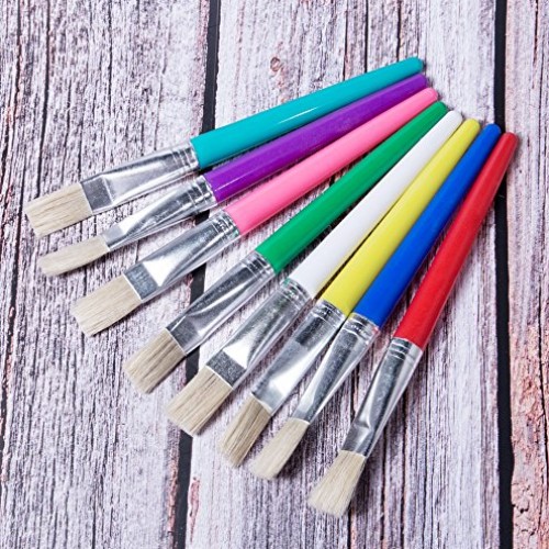 16 Piece Large Flat Tip Paint Brushes Hog Bristle Tempera and Arti...