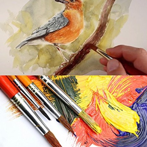 16 Piece Large Flat Tip Paint Brushes Hog Bristle Tempera and Arti...