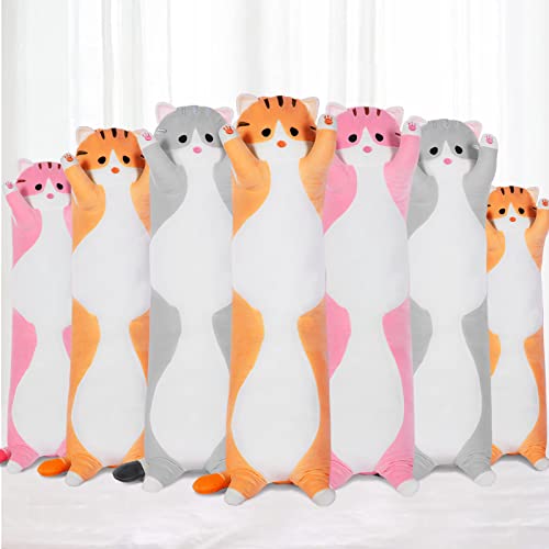 Brown Long Cat Plush Body Pillow Kawaii Cat Stuffed Toy, Cute Soft...