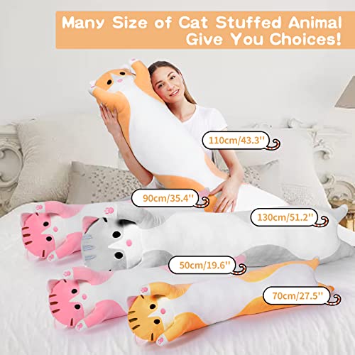 Brown Long Cat Plush Body Pillow Kawaii Cat Stuffed Toy, Cute Soft...