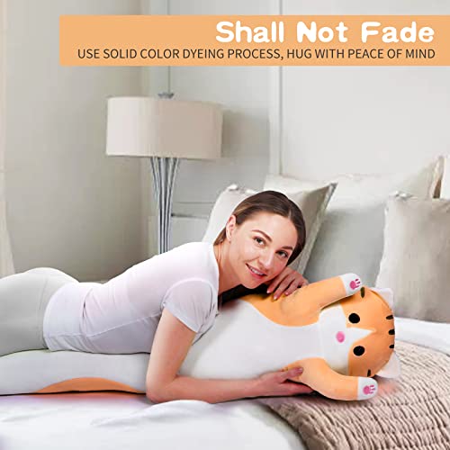 Brown Long Cat Plush Body Pillow Kawaii Cat Stuffed Toy, Cute Soft...